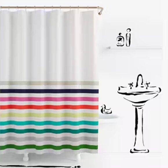KATE SPADE ♠️ Classic Stripe Shower Curtain - Picture 1 of 6